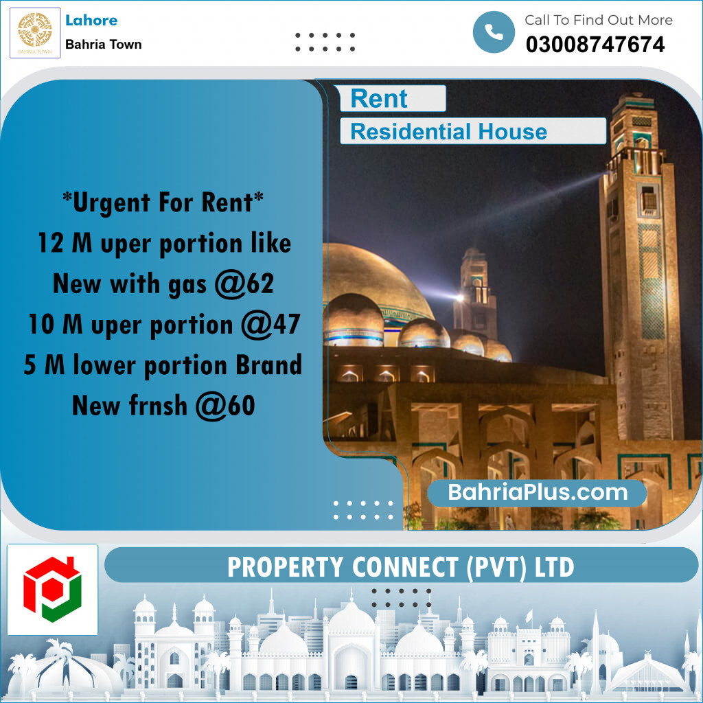 Residential House for Rent in Bahria Town, Lahore - (BP-316604)