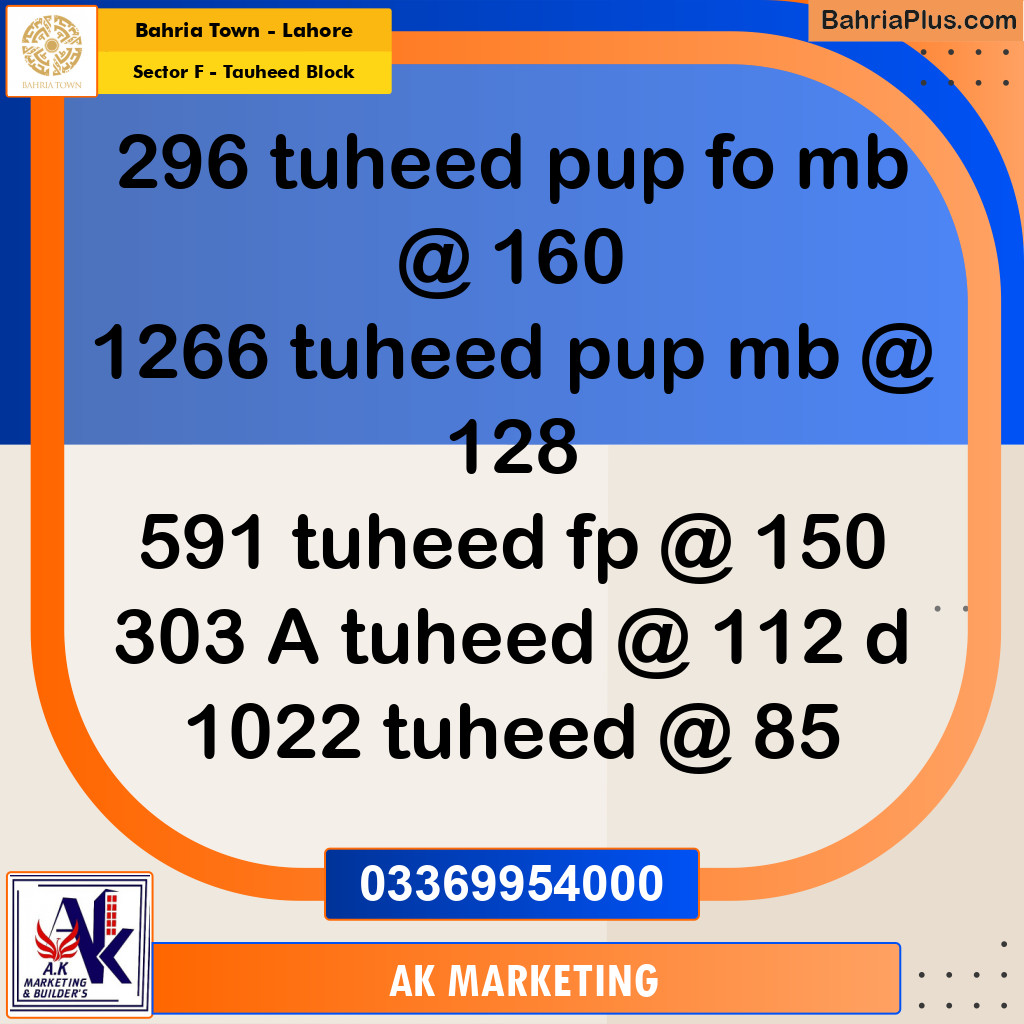 10 Marla Residential Plot for Sale in Sector F - Tauheed Block -  Bahria Town, Lahore - (BP-316666)