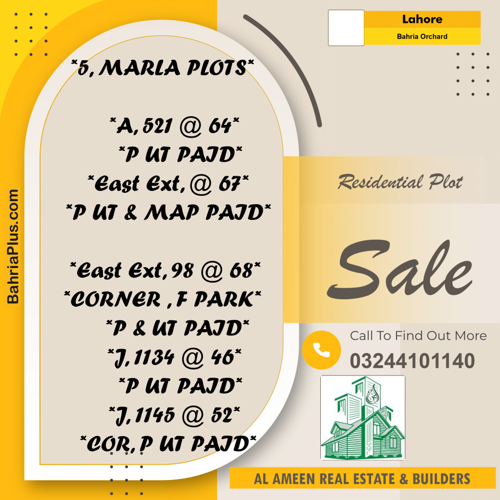 Residential Plot for Sale in Bahria Orchard, Lahore - (BP-316675)