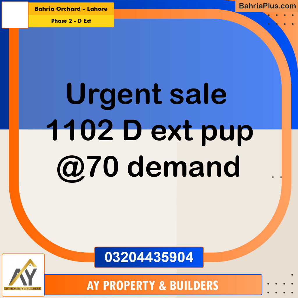 8 Marla Residential Plot for Sale in Phase 2 - D Ext -  Bahria Orchard, Lahore - (BP-316703)