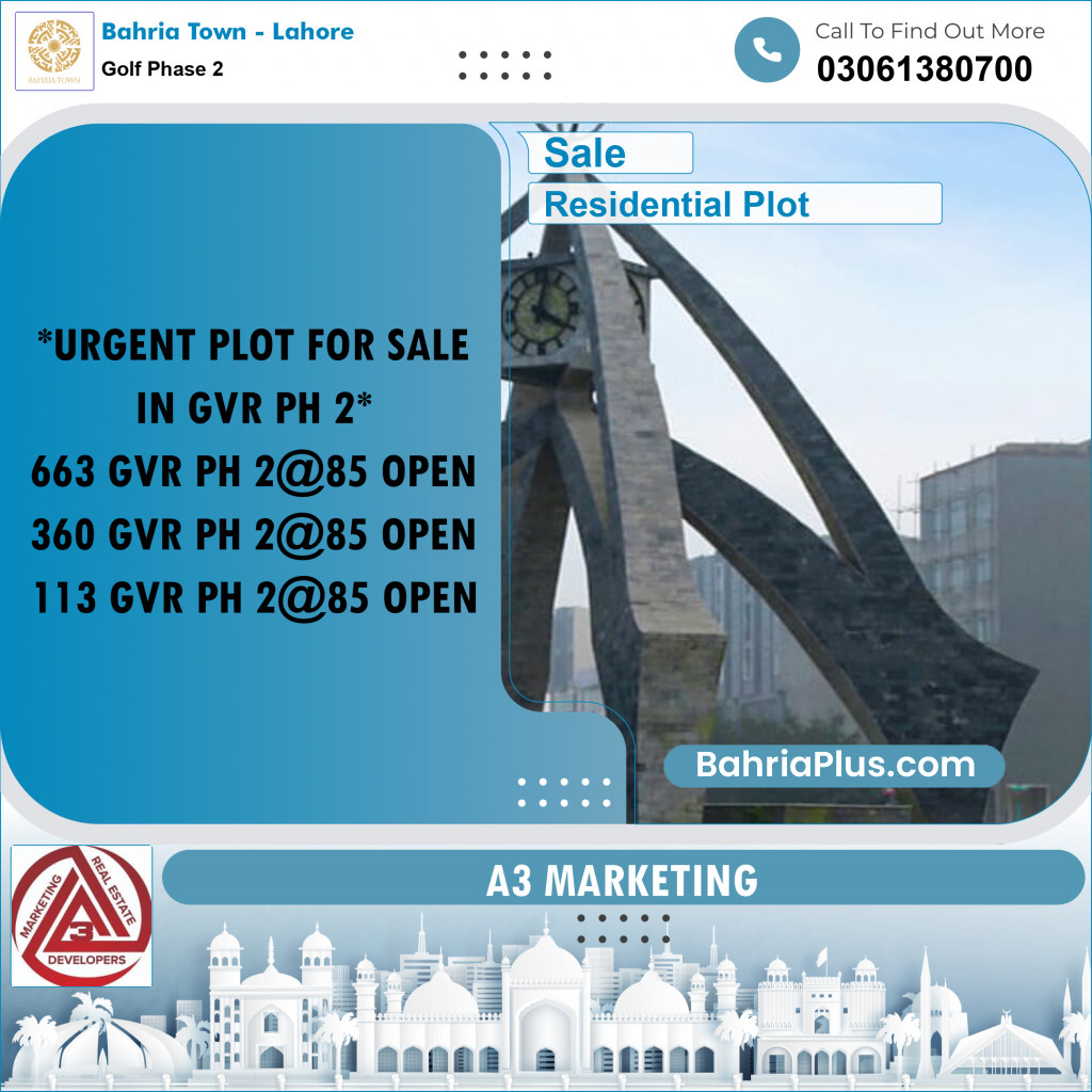 Residential Plot for Sale in Golf Phase 2 -  Bahria Town, Lahore - (BP-316750)