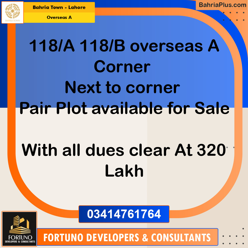 10 Marla Residential Plot for Sale in Overseas A -  Bahria Town, Lahore - (BP-316757)
