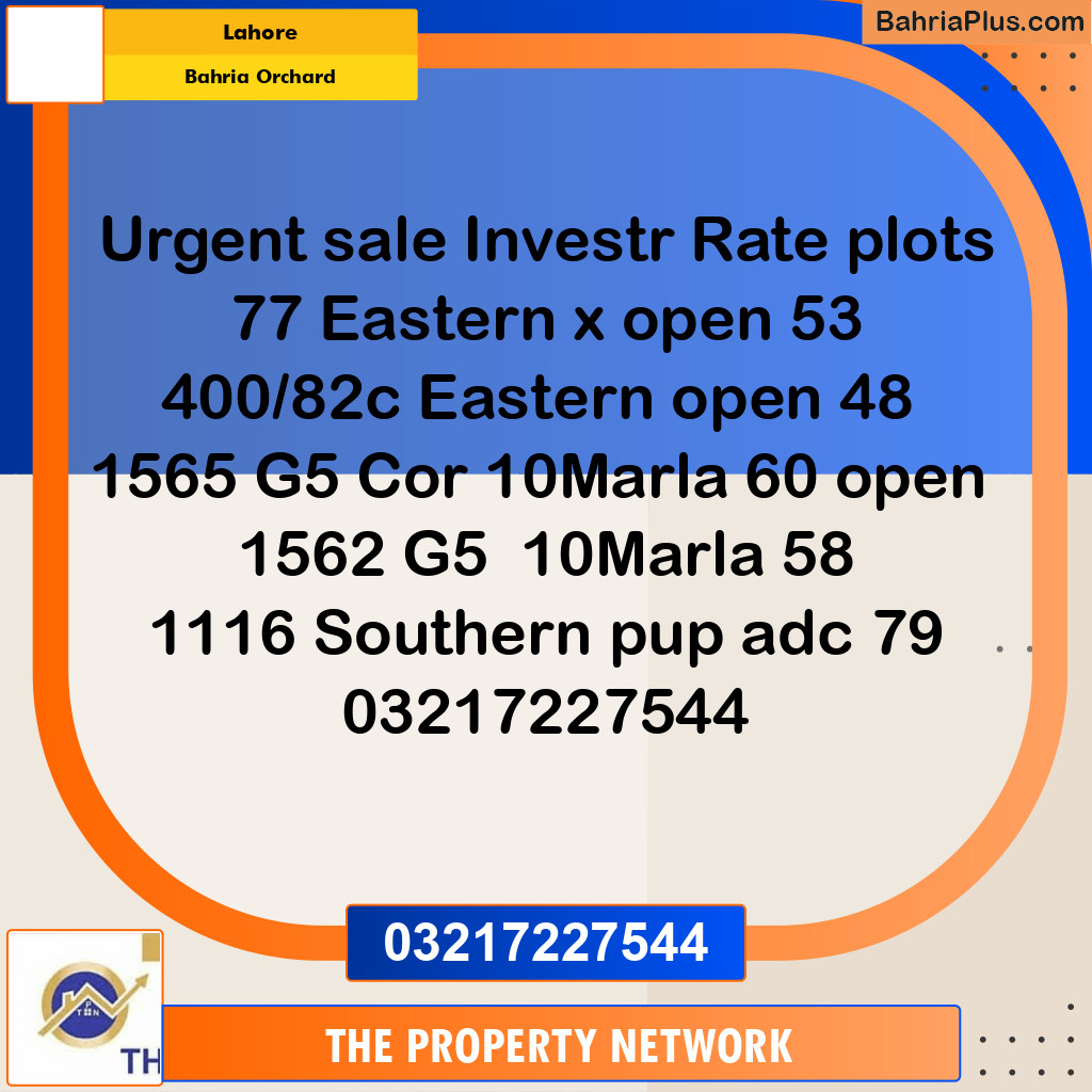 10 Marla Residential Plot for Sale in Bahria Orchard, Lahore - (BP-316780)