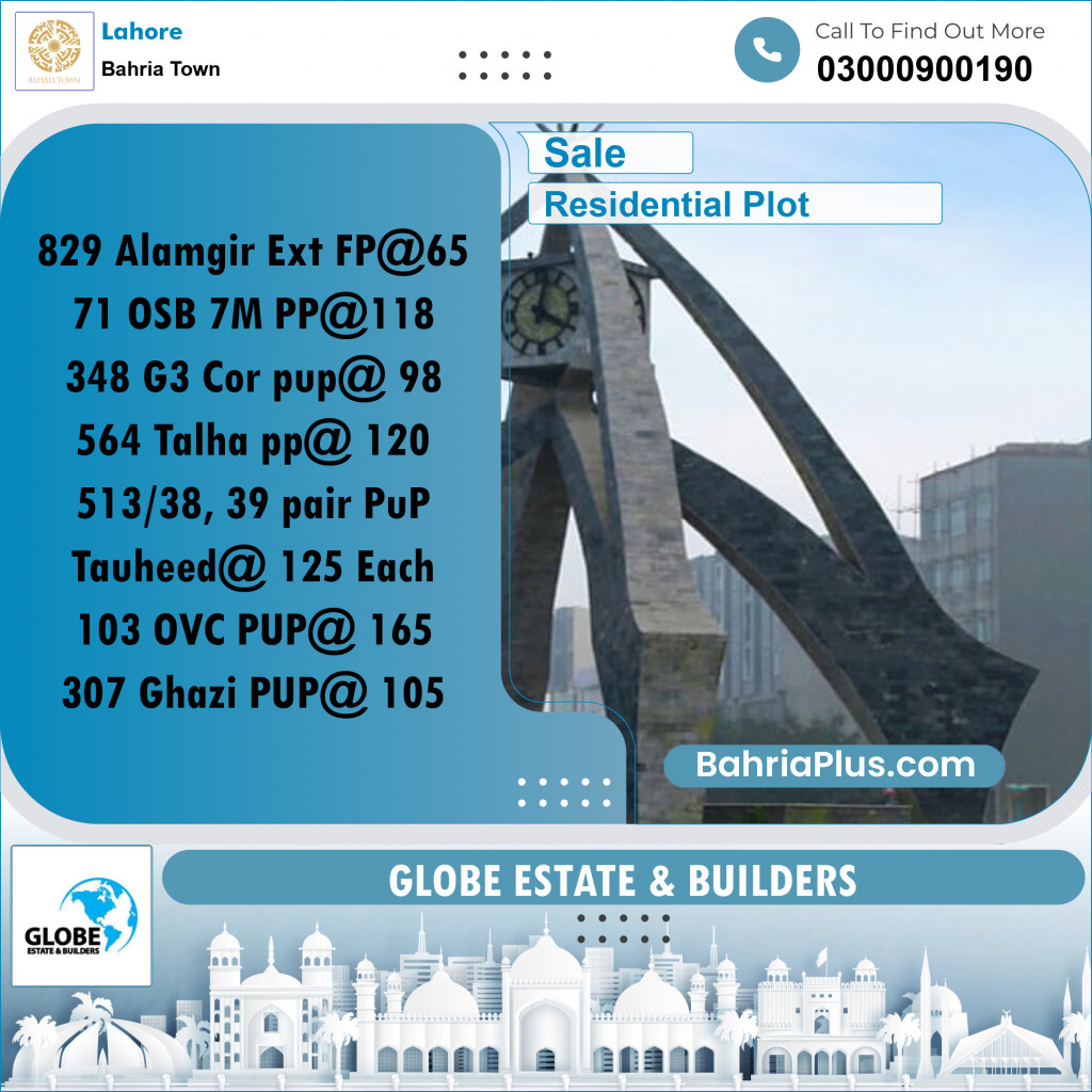 Residential Plot for Sale in Bahria Town, Lahore - (BP-316783)
