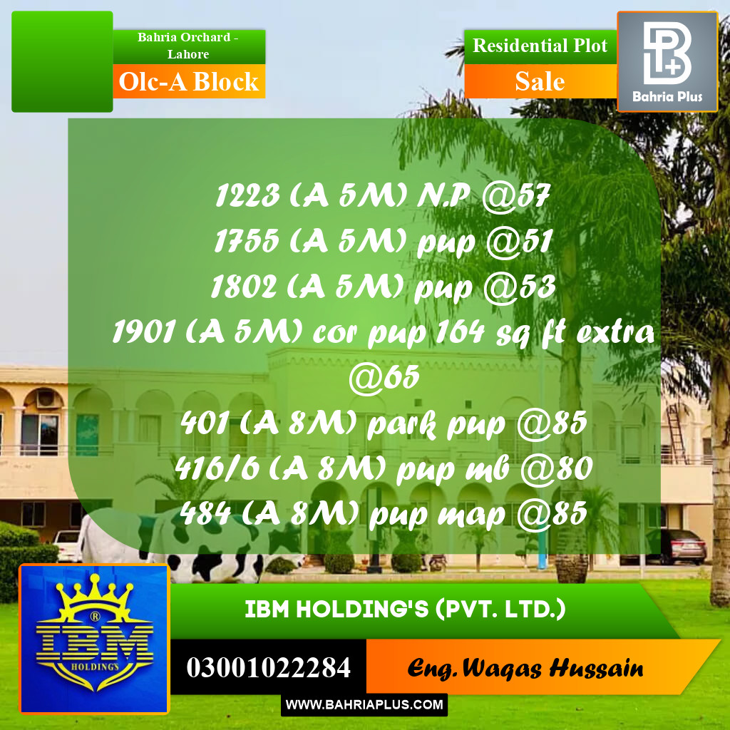 5 Marla Residential Plot for Sale in OLC-A Block -  Bahria Orchard, Lahore - (BP-316786)