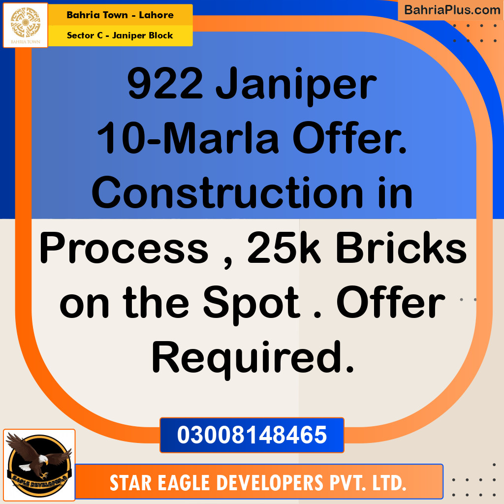 10 Marla Residential Plot for Sale in Sector C - Janiper Block -  Bahria Town, Lahore - (BP-316803)