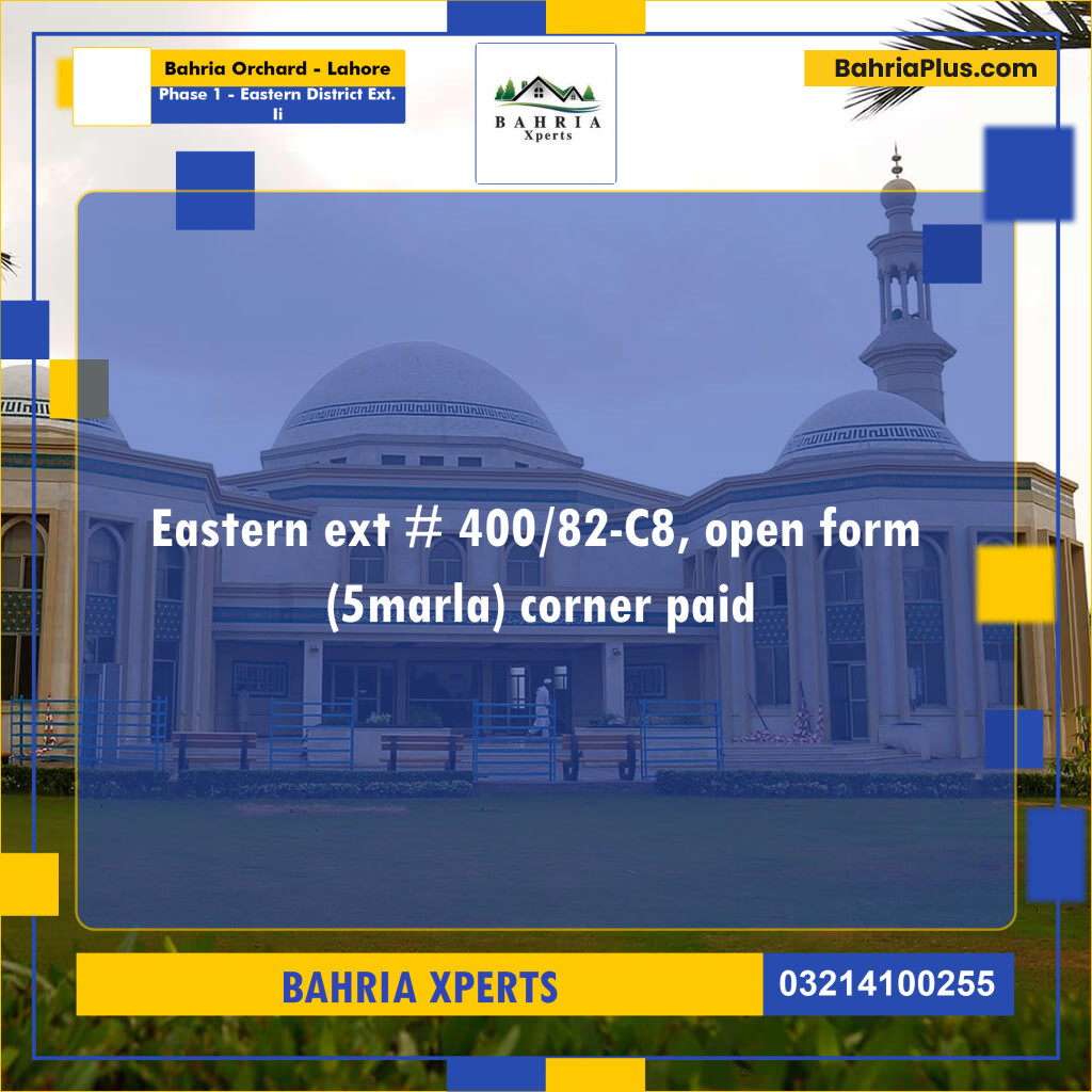 5 Marla Residential Plot for Sale in Phase 1 - Eastern District Ext. II -  Bahria Orchard, Lahore - (BP-316819)