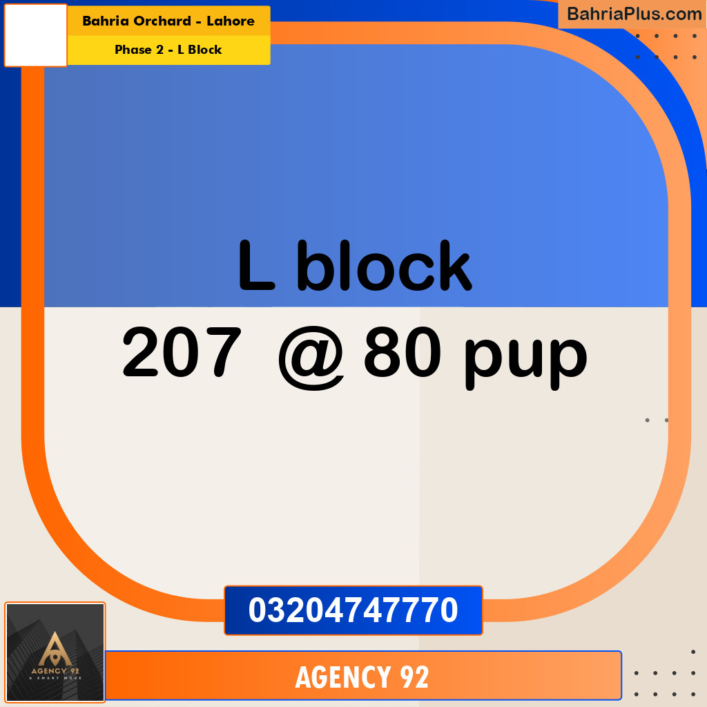 8 Marla Residential Plot for Sale in Phase 2 - L Block -  Bahria Orchard, Lahore - (BP-316830)