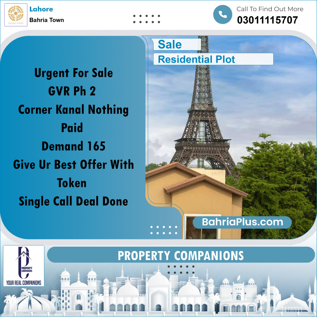 Residential Plot for Sale in Bahria Town, Lahore - (BP-316837)