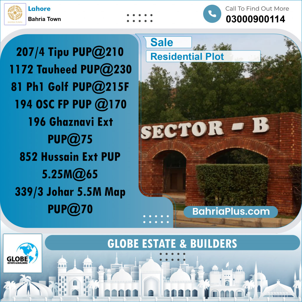 Residential Plot for Sale in Bahria Town, Lahore - (BP-316855)