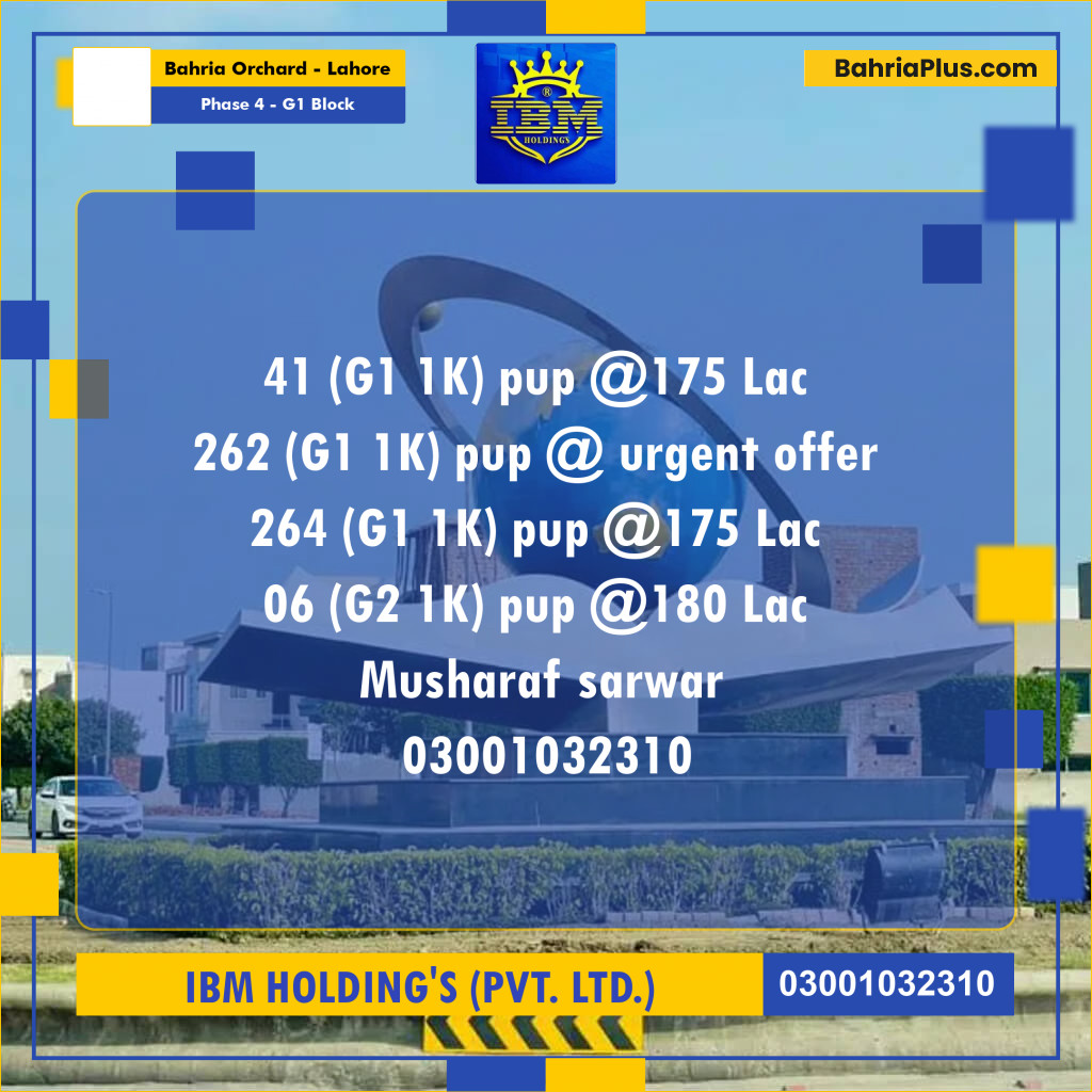 1 Kanal Residential Plot for Sale in Phase 4 - G1 Block -  Bahria Orchard, Lahore - (BP-316868)