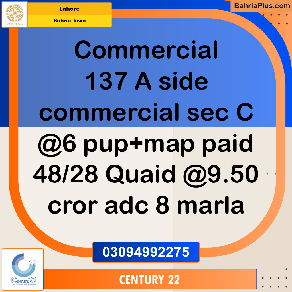 5 Marla Commercial Plot for Sale in Bahria Town, Lahore - (BP-316937)