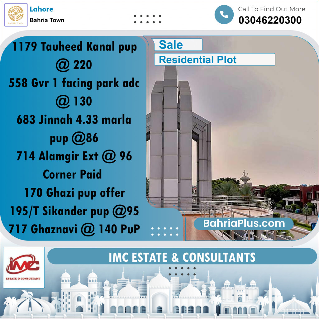 Residential Plot for Sale in Bahria Town, Lahore - (BP-316955)
