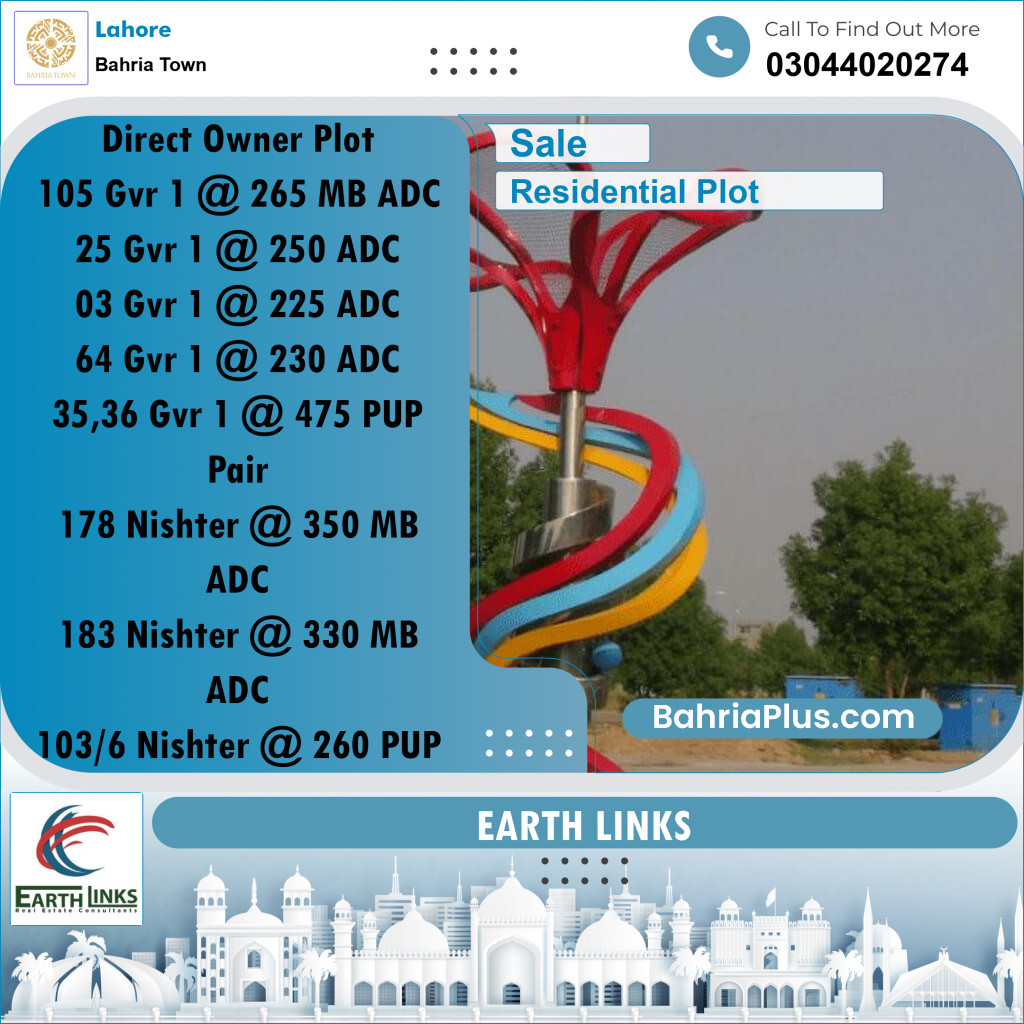 1 Kanal Residential Plot for Sale in Bahria Town, Lahore - (BP-317017)