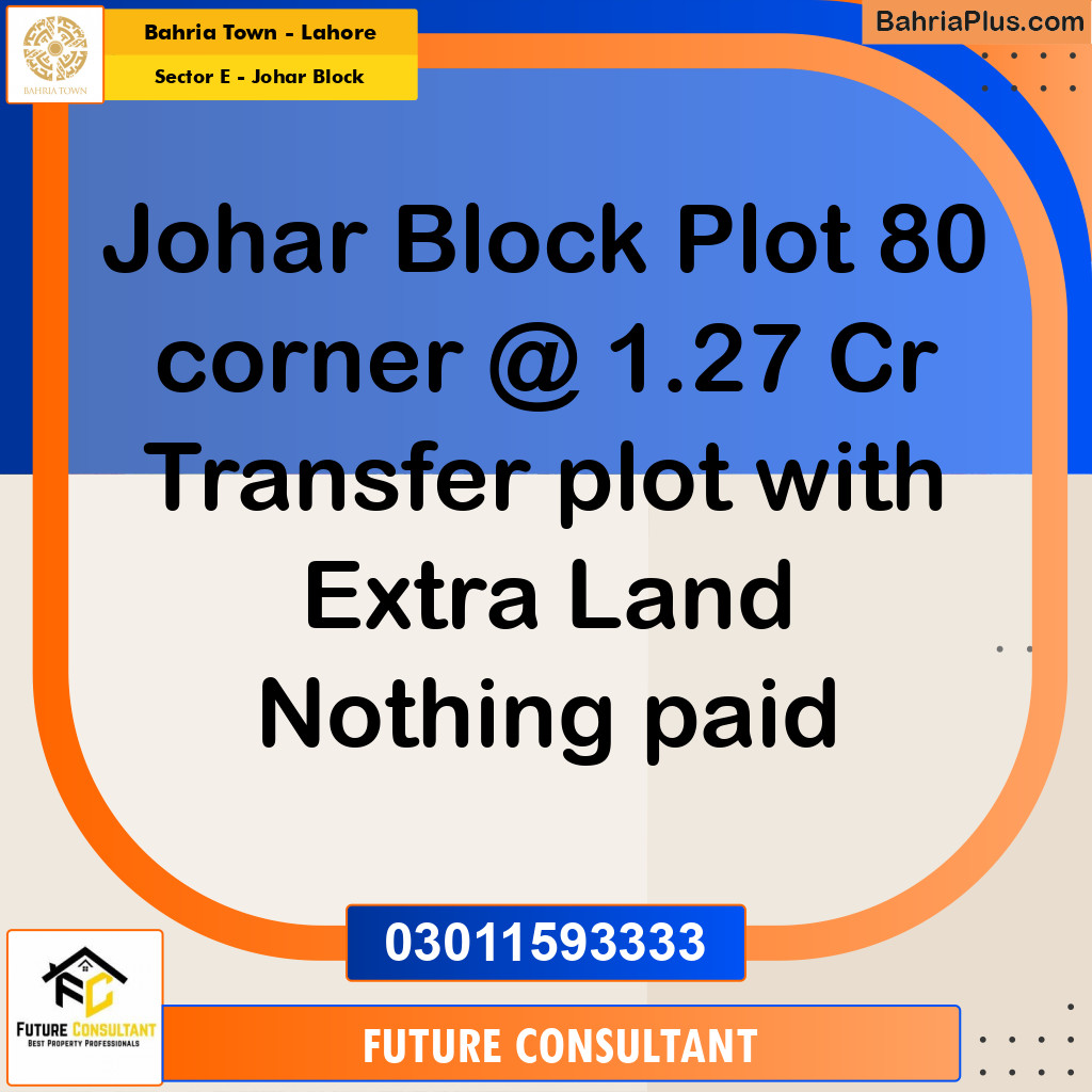 10 Marla Residential Plot for Sale in Sector E - Johar Block -  Bahria Town, Lahore - (BP-317052)