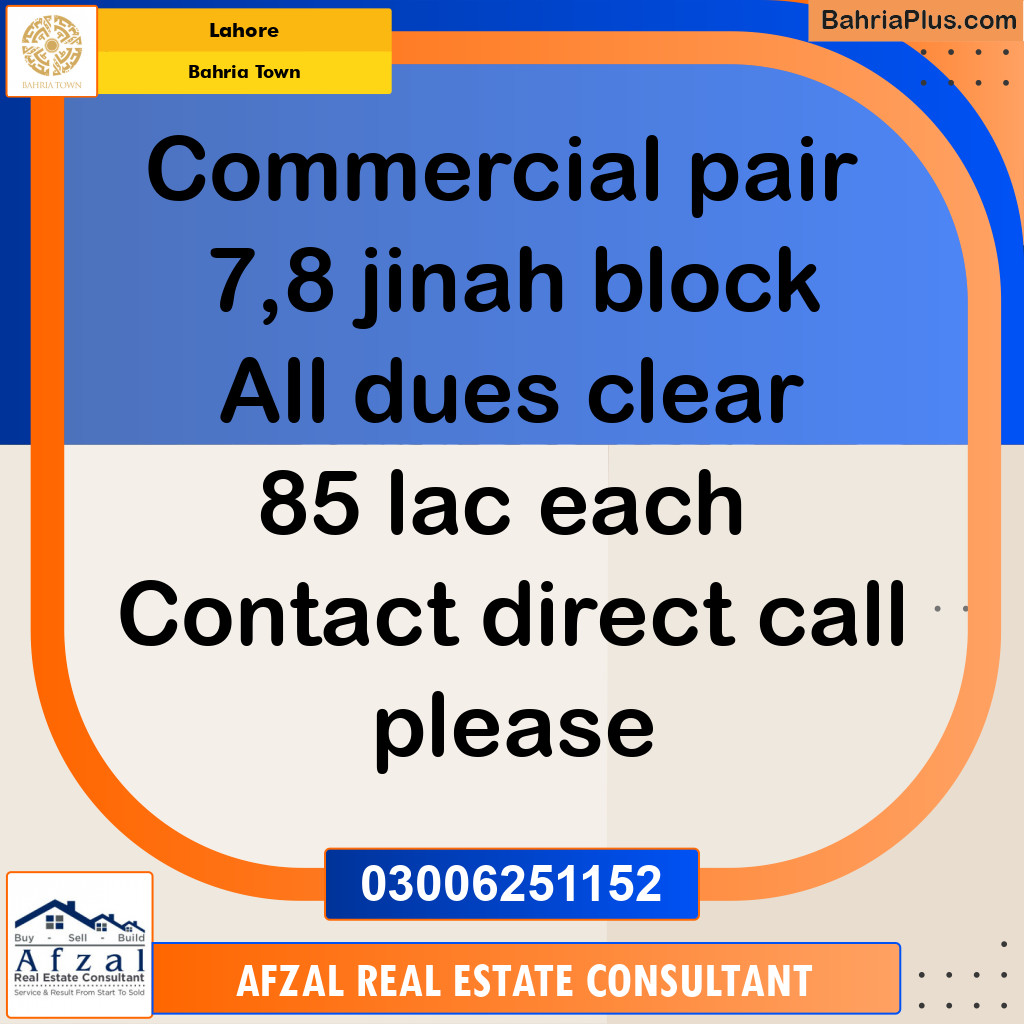 1.33 Marla Commercial Plot for Sale in Bahria Town, Lahore - (BP-317059)