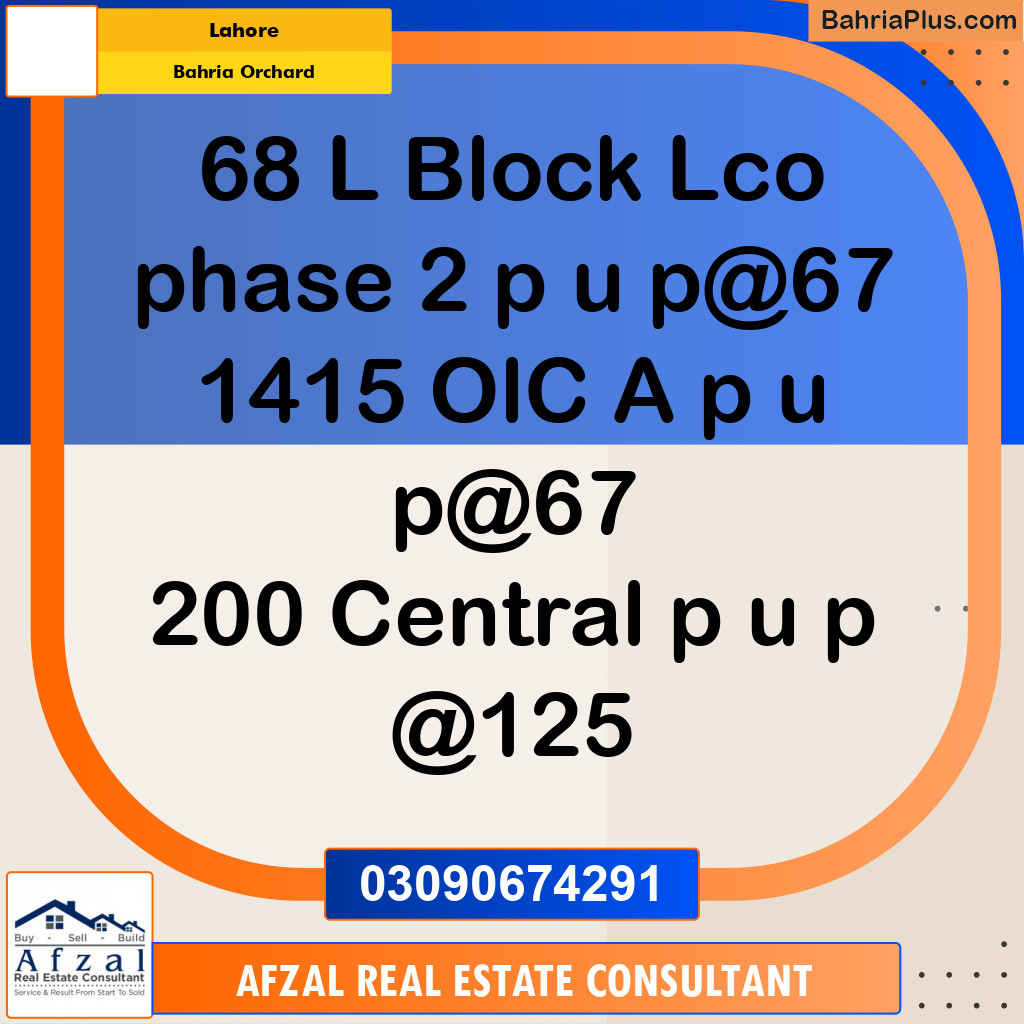 Residential Plot for Sale in Bahria Orchard, Lahore - (BP-317089)