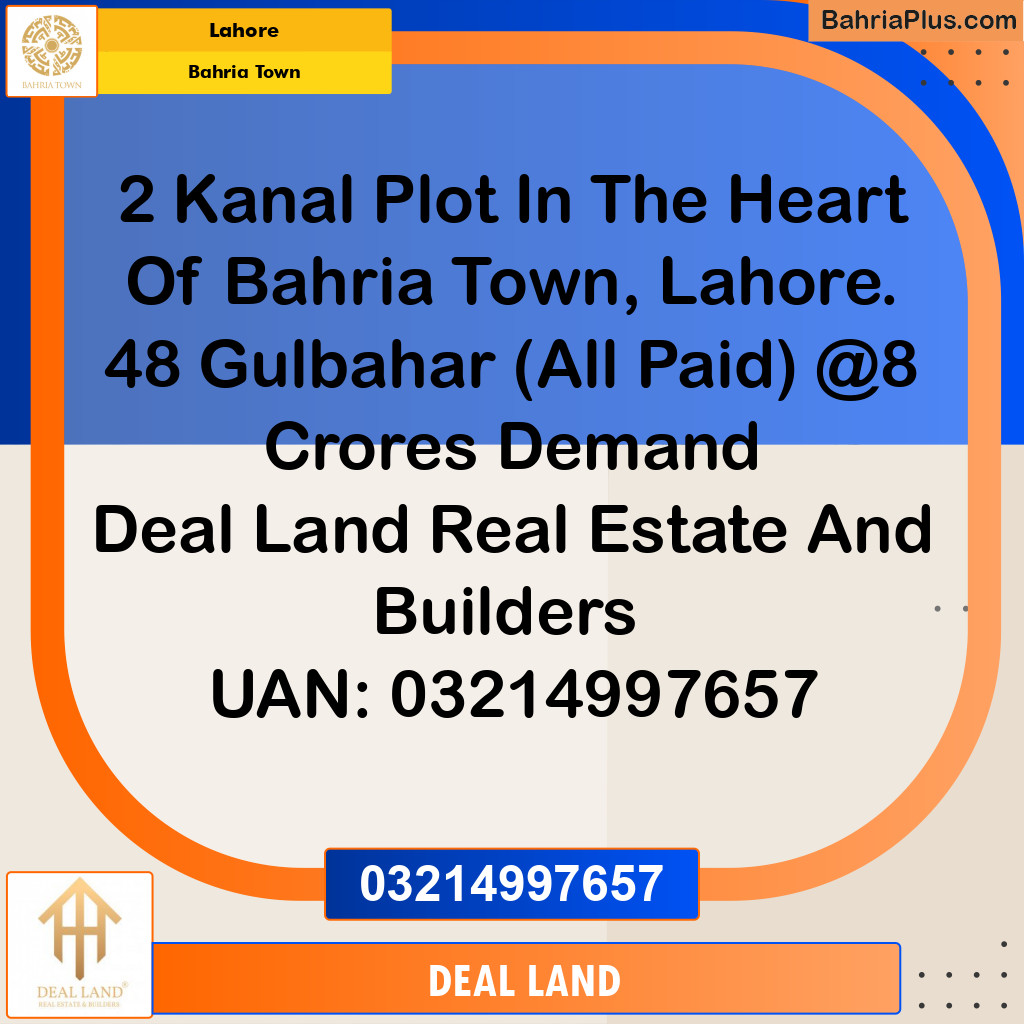 Residential Plot for Sale in Bahria Town, Lahore - (BP-317102)