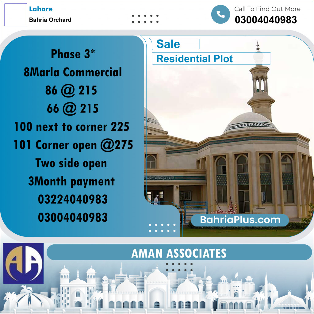 Residential Plot for Sale in Bahria Orchard, Lahore - (BP-317121)