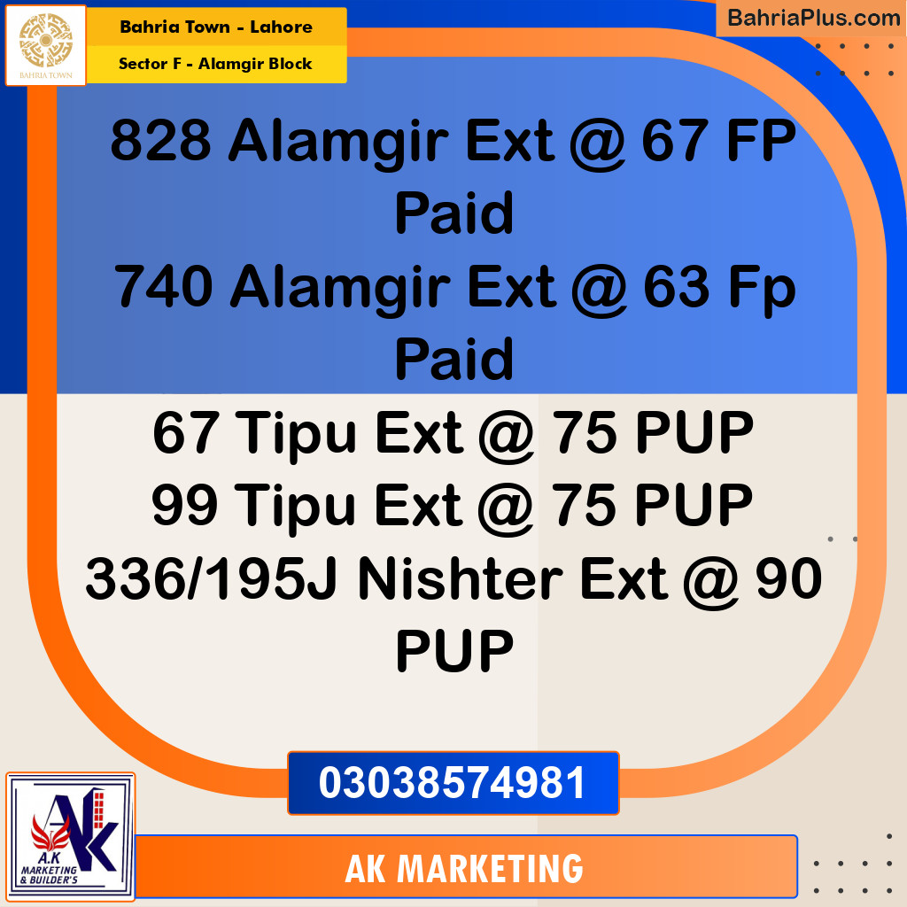 5 Marla Residential Plot for Sale in Sector F - Alamgir Block -  Bahria Town, Lahore - (BP-317130)