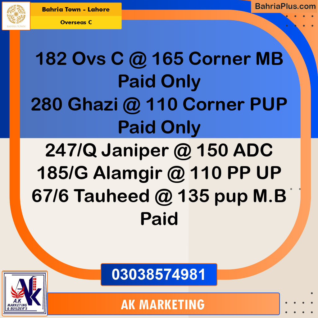 10 Marla Residential Plot for Sale in Overseas C -  Bahria Town, Lahore - (BP-317140)