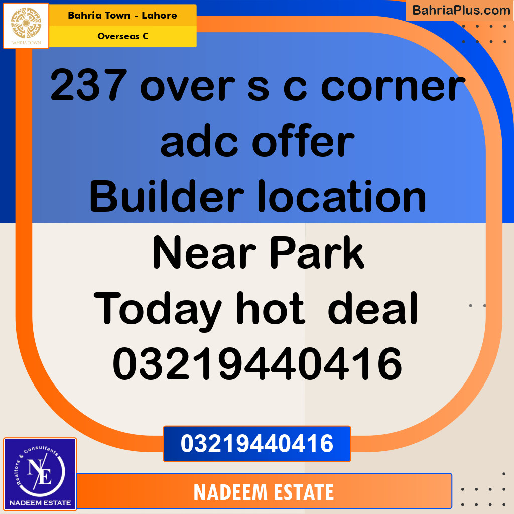 Residential Plot for Sale in Overseas C -  Bahria Town, Lahore - (BP-317168)