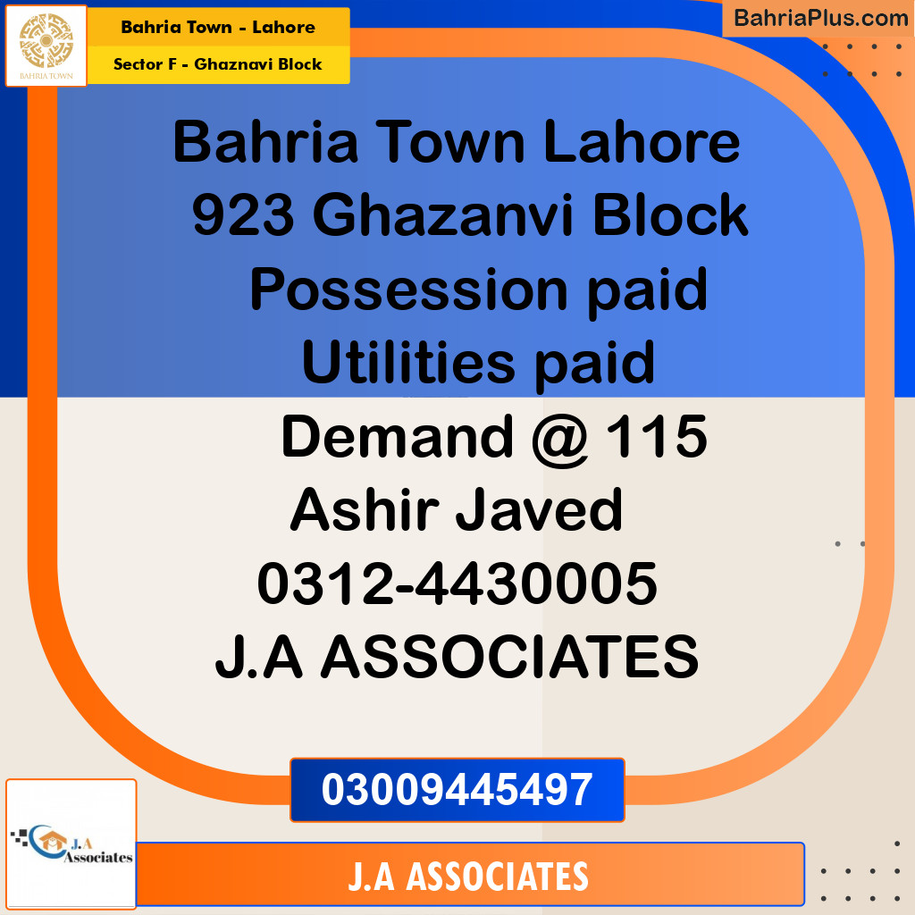 10 Marla Residential Plot for Sale in Sector F - Ghaznavi Block -  Bahria Town, Lahore - (BP-317169)