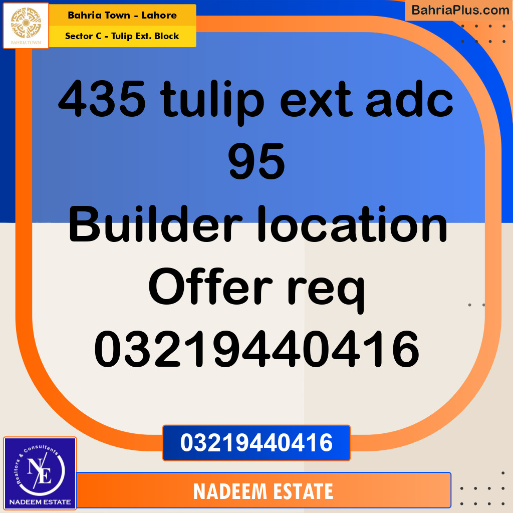 Residential Plot for Sale in Sector C - Tulip Ext. Block -  Bahria Town, Lahore - (BP-317171)