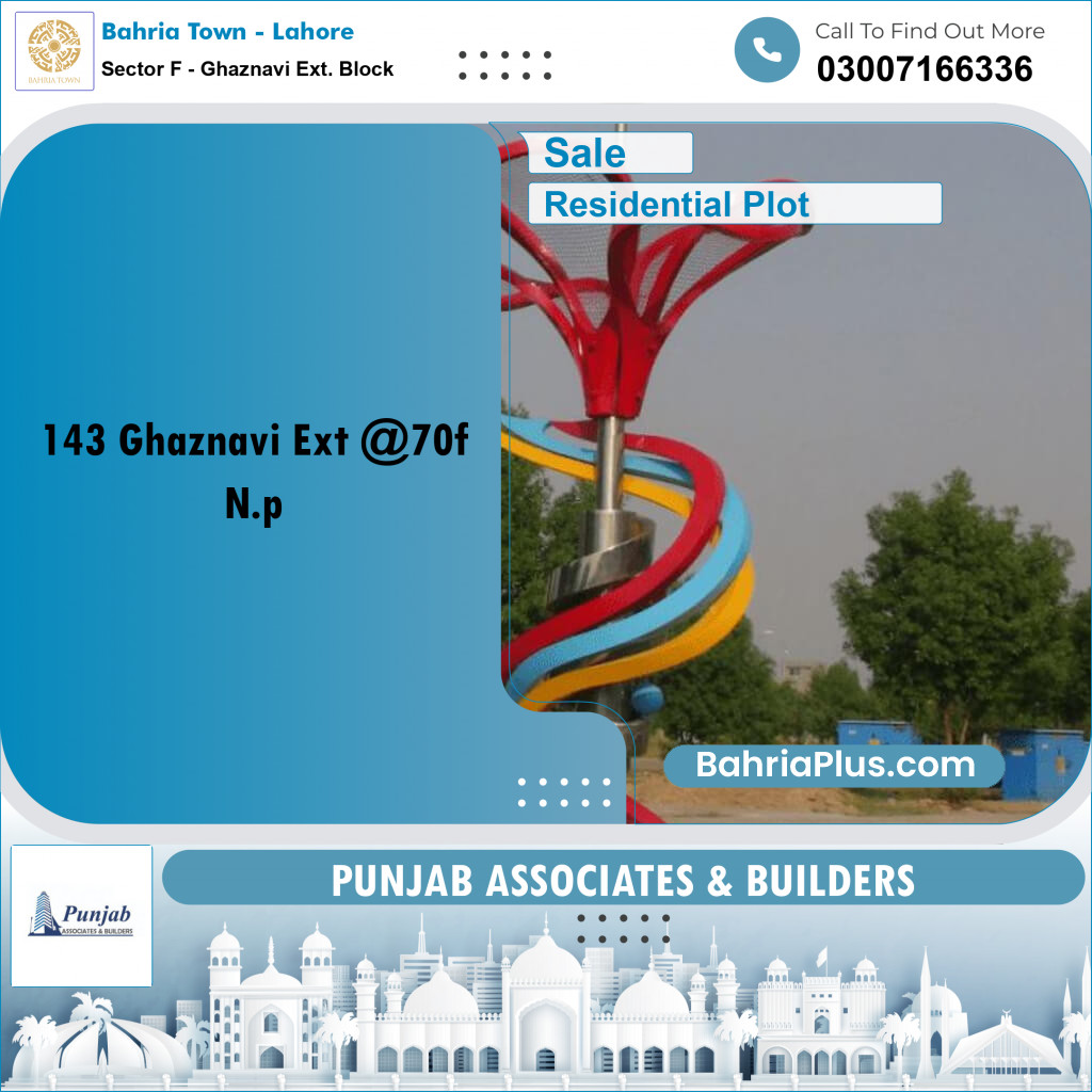 Residential Plot for Sale in Sector F - Ghaznavi Ext. Block -  Bahria Town, Lahore - (BP-317211)