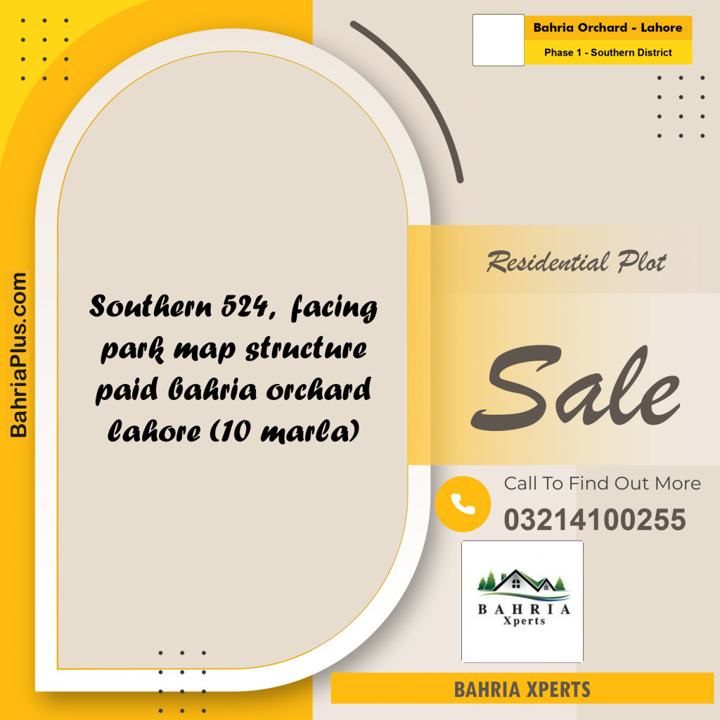 10 Marla Residential Plot for Sale in Phase 1 - Southern District -  Bahria Orchard, Lahore - (BP-317246)