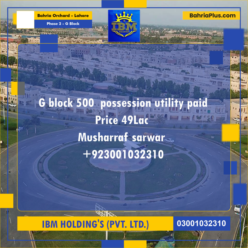 5 Marla Residential Plot for Sale in Phase 2 - G Block -  Bahria Orchard, Lahore - (BP-317277)