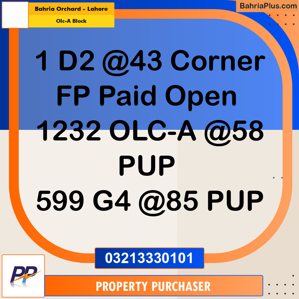 5 Marla Residential Plot for Sale in OLC-A Block -  Bahria Orchard, Lahore - (BP-317298)