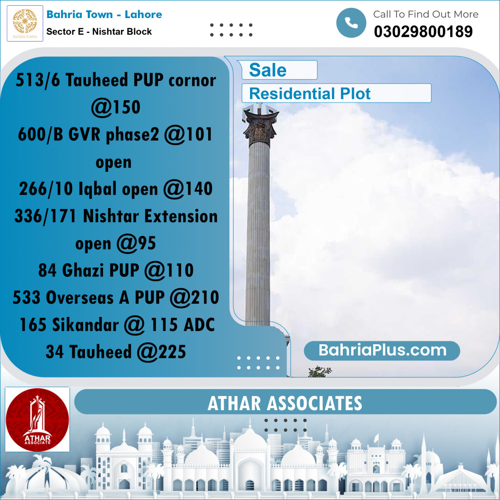 5 Marla Residential Plot for Sale in Sector E - Nishtar Block -  Bahria Town, Lahore - (BP-317319)