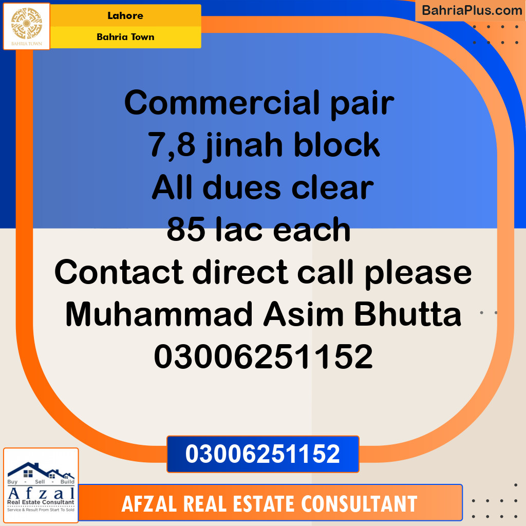 1.33 Marla Commercial Plot for Sale in Bahria Town, Lahore - (BP-317377)