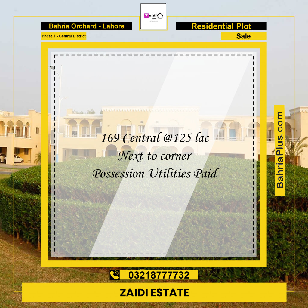 10 Marla Residential Plot for Sale in Phase 1 - Central District -  Bahria Orchard, Lahore - (BP-317379)