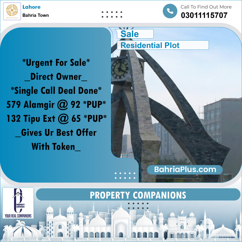 Residential Plot for Sale in Bahria Town, Lahore - (BP-317423)