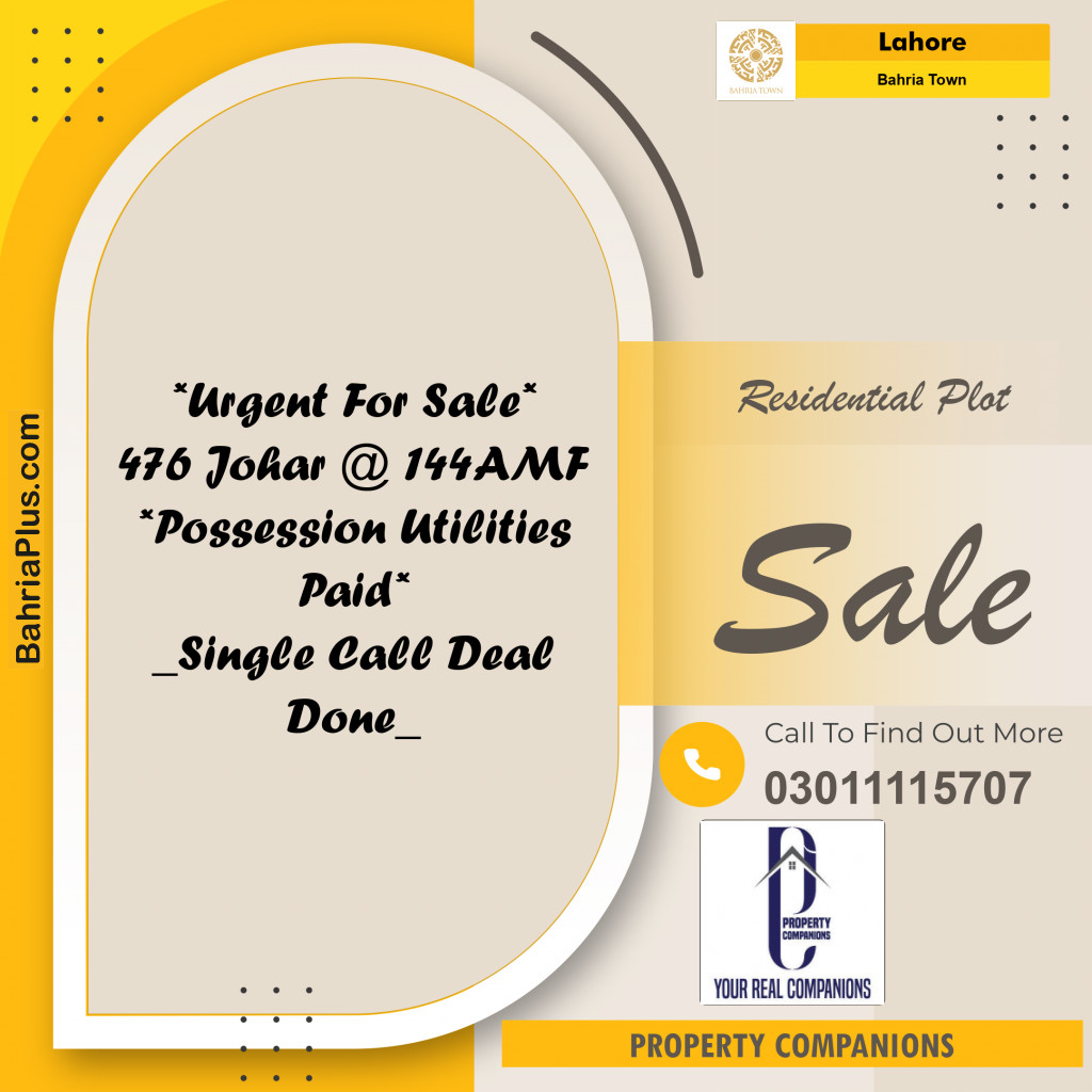 Residential Plot for Sale in Bahria Town, Lahore - (BP-317425)