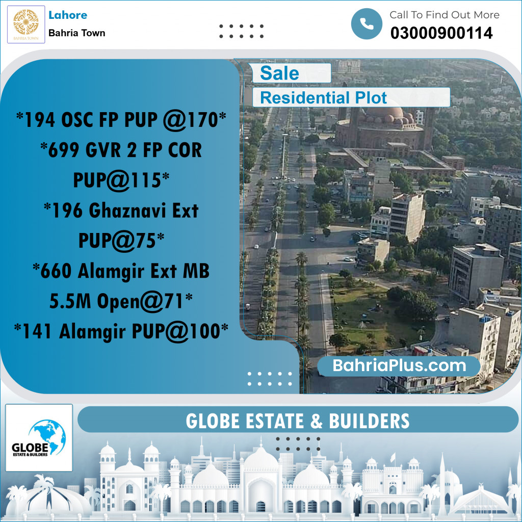 Residential Plot for Sale in Bahria Town, Lahore - (BP-317434)