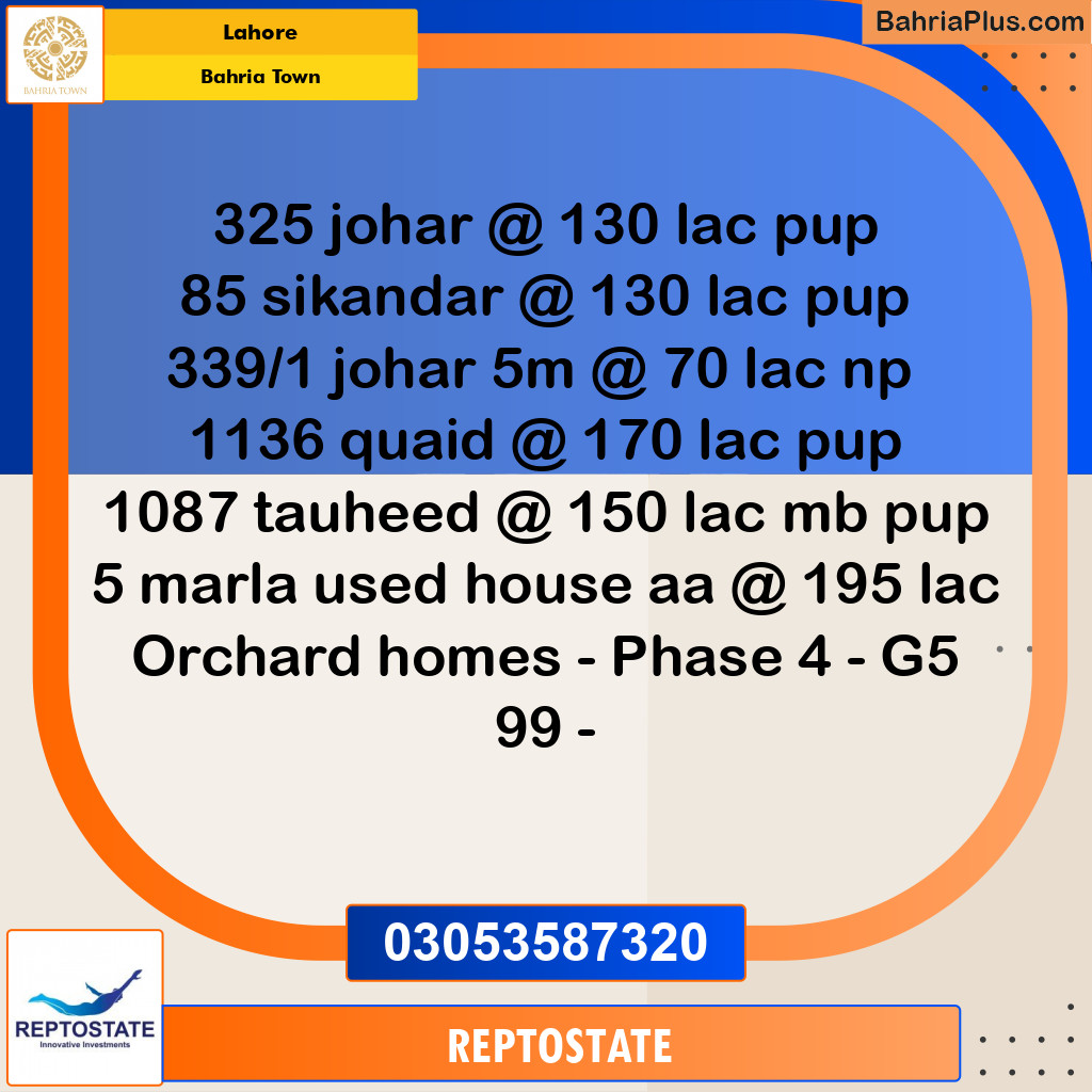 Residential Plot for Sale in Bahria Town, Lahore - (BP-317435)