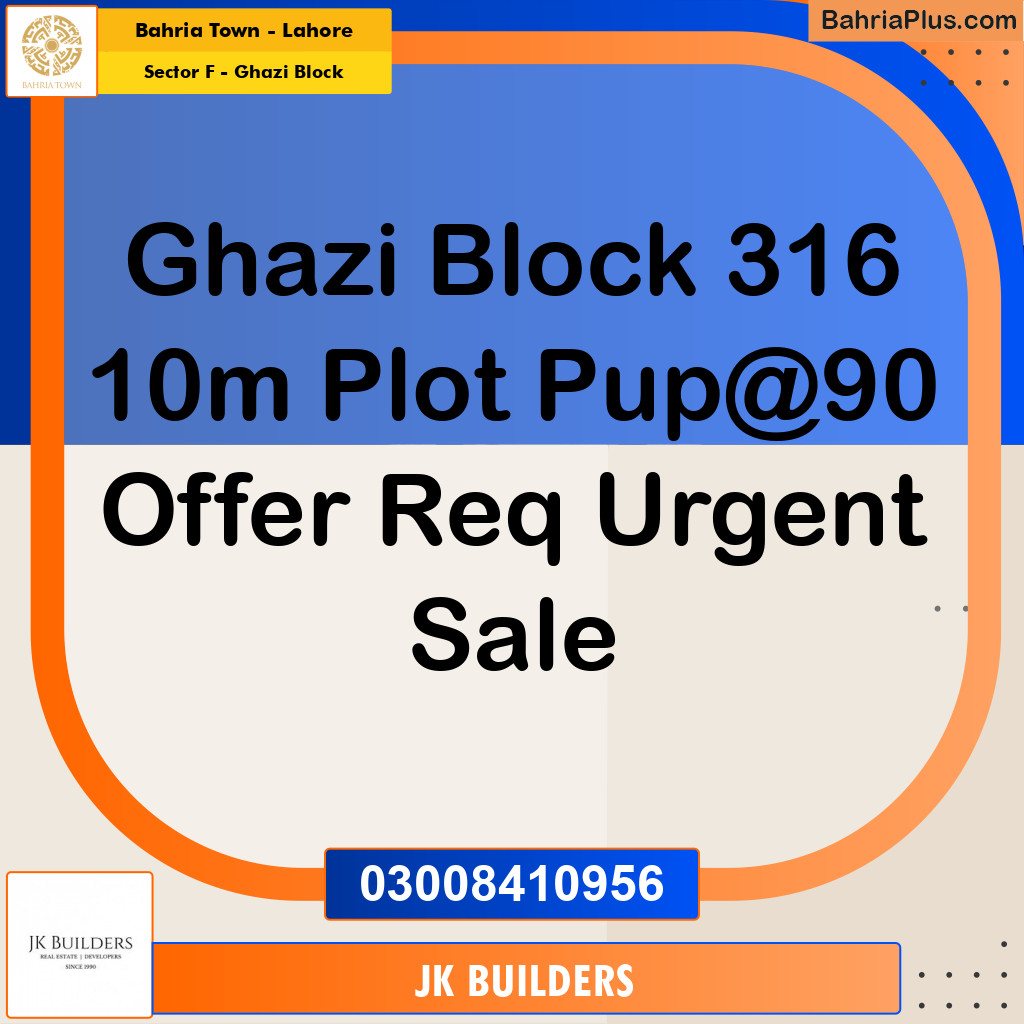 10 Marla Residential Plot for Sale in Sector F - Ghazi Block -  Bahria Town, Lahore - (BP-317437)