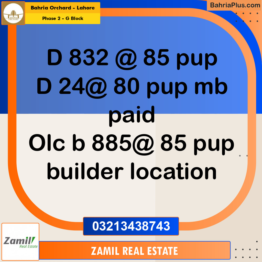 5 Marla Residential Plot for Sale in Phase 2 - G Block -  Bahria Orchard, Lahore - (BP-317462)