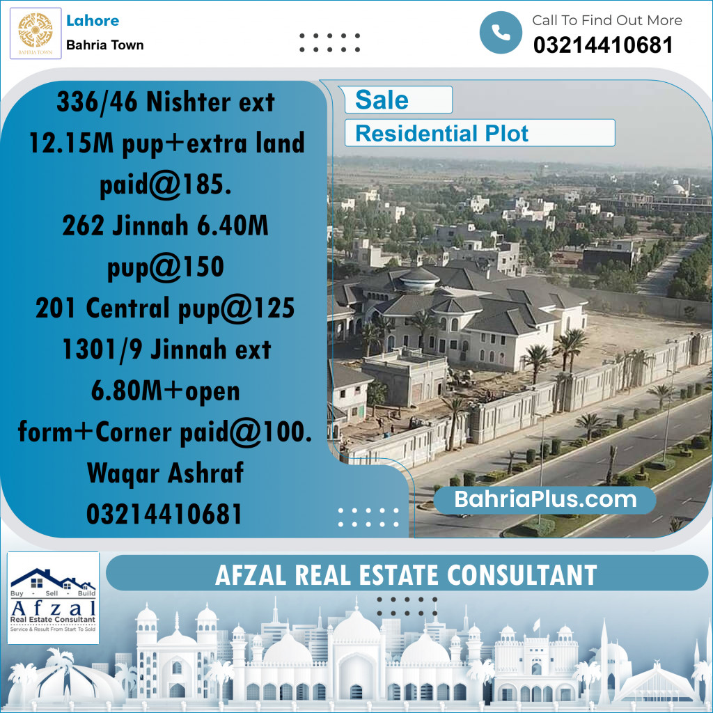 Residential Plot for Sale in Bahria Town, Lahore - (BP-317518)