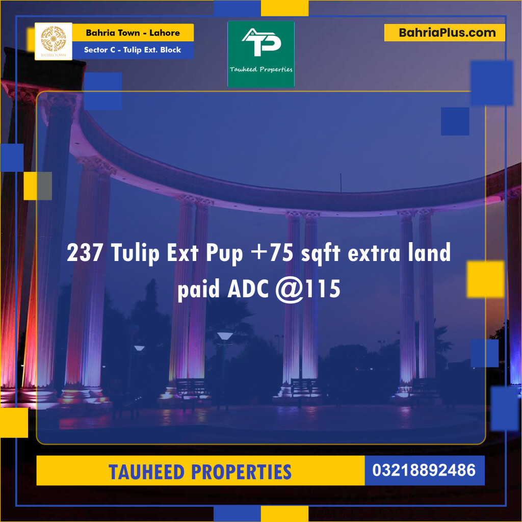 5 Marla Residential Plot for Sale in Sector C - Tulip Ext. Block -  Bahria Town, Lahore - (BP-317531)