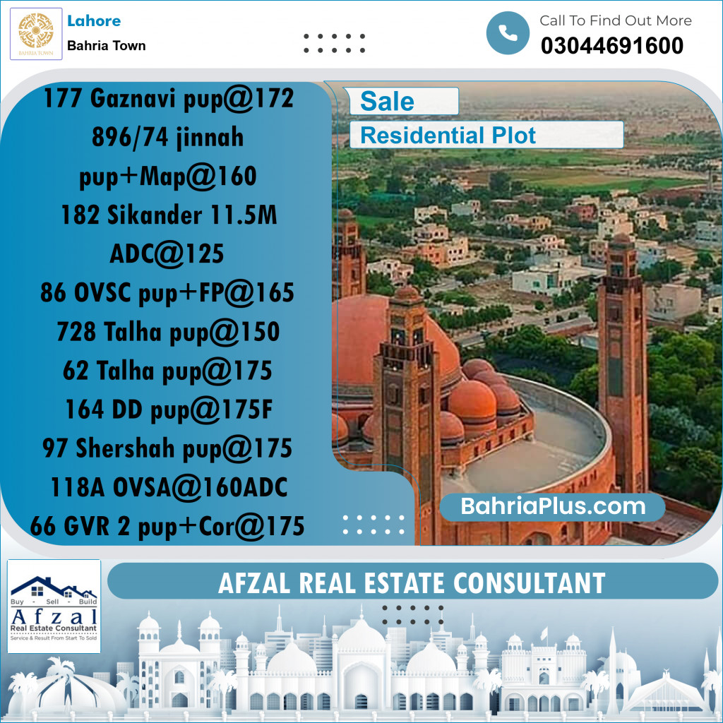 Residential Plot for Sale in Bahria Town, Lahore - (BP-317556)