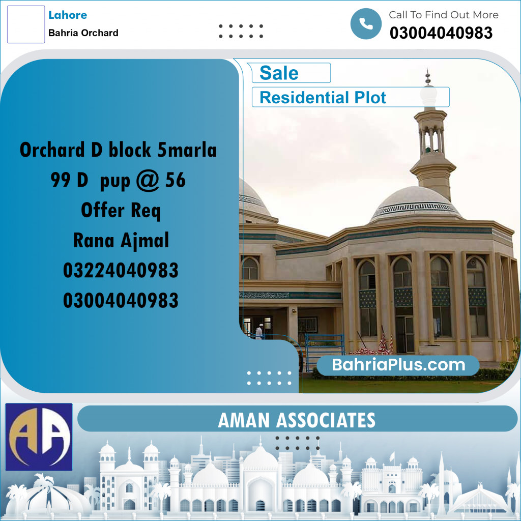 Residential Plot for Sale in Bahria Orchard, Lahore - (BP-317582)