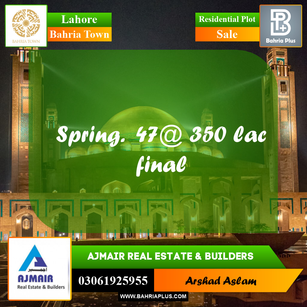 Residential Plot for Sale in Bahria Town, Lahore - (BP-317597)