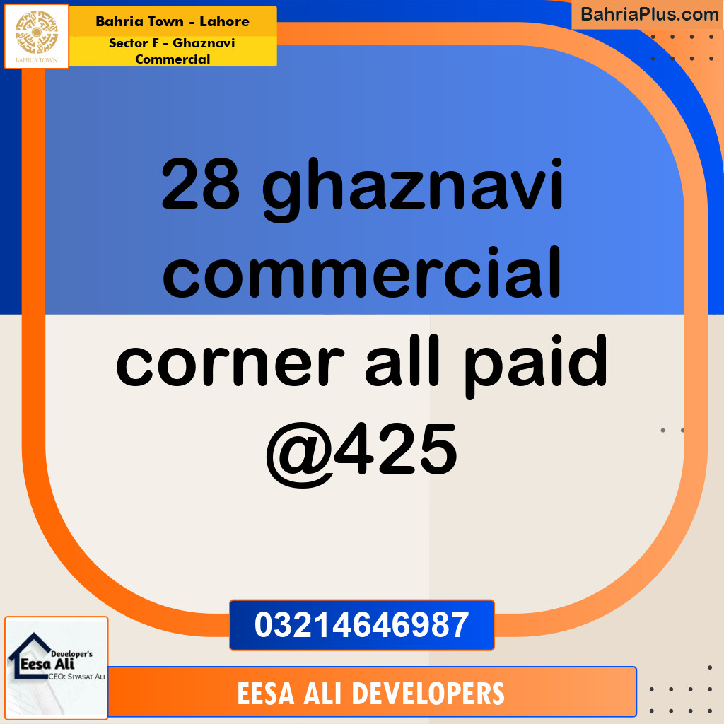 5 Marla Commercial Plot for Sale in Sector F - Ghaznavi Commercial -  Bahria Town, Lahore - (BP-317622)