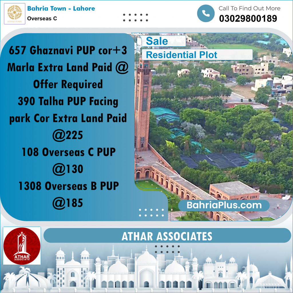 10 Marla Residential Plot for Sale in Overseas C -  Bahria Town, Lahore - (BP-317706)