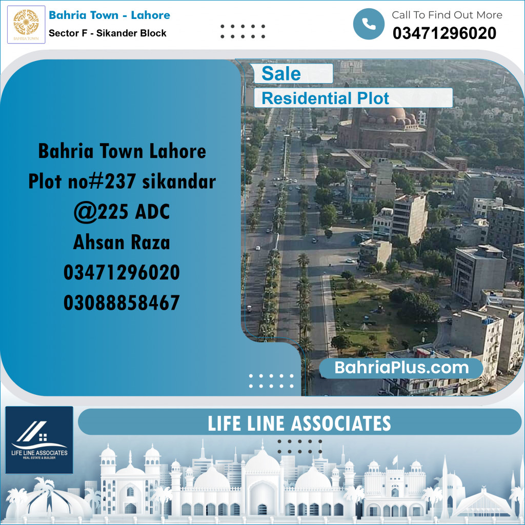 1 Kanal Residential Plot for Sale in Sector F - Sikander Block -  Bahria Town, Lahore - (BP-317805)
