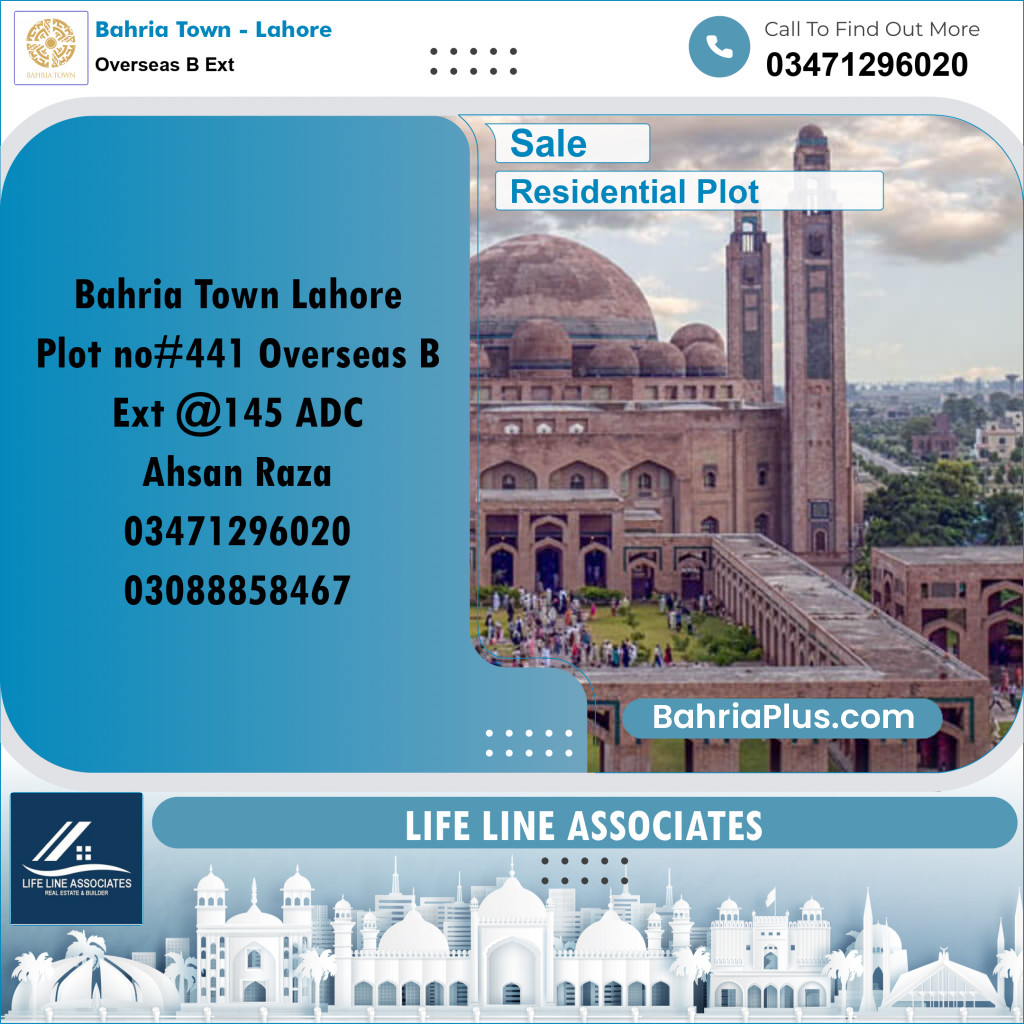 10 Marla Residential Plot for Sale in Overseas B Ext -  Bahria Town, Lahore - (BP-317807)